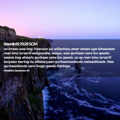 Picture 02 - Baxniintii 29:28 SOM - oo intaas waa inay Haaruun iyo wiilashiisu amar - Bible Verse Picture