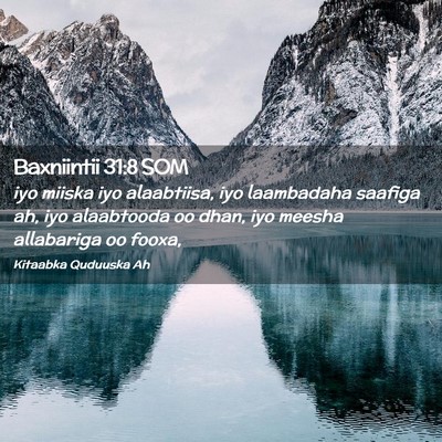 Picture 02 - Baxniintii 31:8 SOM - iyo miiska iyo alaabtiisa, iyo laambadaha saafiga - Bible Verse Picture
