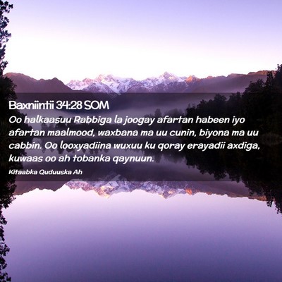 Picture 02 - Baxniintii 34:28 SOM - Oo halkaasuu Rabbiga la joogay afartan habeen iyo - Bible Verse Picture