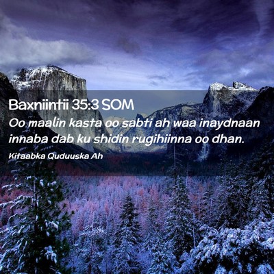 Picture 02 - Baxniintii 35:3 SOM - Oo maalin kasta oo sabti ah waa inaydnaan innaba - Bible Verse Picture