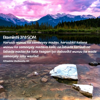 Picture 02 - Baxniintii 37:8 SOM - Keruub wuxuu ka sameeyey madax, keruubkii kalena - Bible Verse Picture