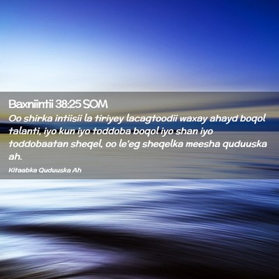 Picture 02 - Baxniintii 38:25 SOM - Oo shirka intiisii la tiriyey lacagtoodii waxay - Bible Verse Picture