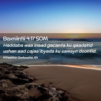 Picture 02 - Baxniintii 4:17 SOM - Haddaba waa inaad gacanta ku qaadatid ushan aad - Bible Verse Picture