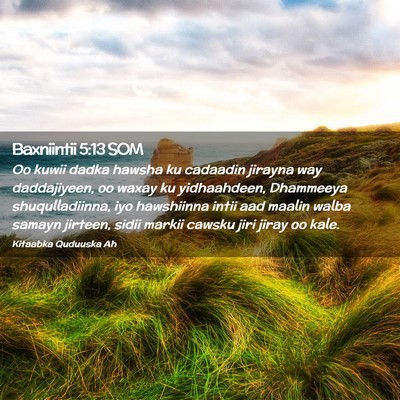 Picture 02 - Baxniintii 5:13 SOM - Oo kuwii dadka hawsha ku cadaadin jirayna way - Bible Verse Picture