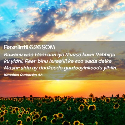 Picture 02 - Baxniintii 6:26 SOM - Kuwanu waa Haaruun iyo Muuse kuwii Rabbigu ku - Bible Verse Picture