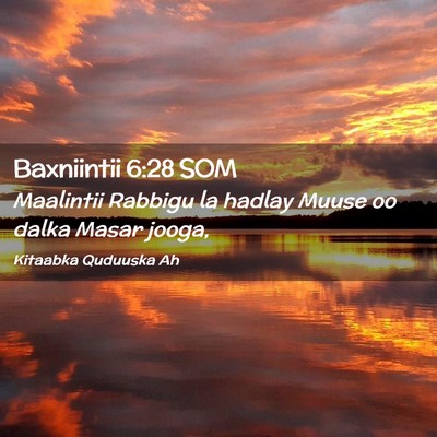 Picture 02 - Baxniintii 6:28 SOM - Maalintii Rabbigu la hadlay Muuse oo dalka Masar - Bible Verse Picture