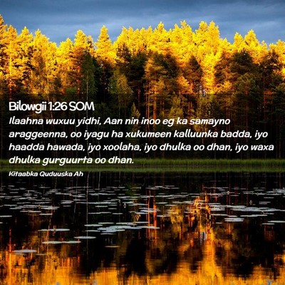 Picture 02 - Bilowgii 1:26 SOM - Ilaahna wuxuu yidhi, Aan nin inoo eg ka samayno - Bible Verse Picture