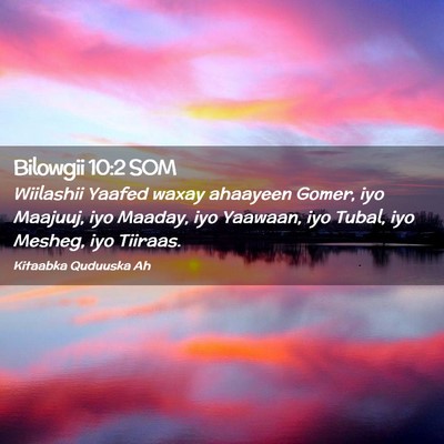 Picture 02 - Bilowgii 10:2 SOM - Wiilashii Yaafed waxay ahaayeen Gomer, iyo - Bible Verse Picture