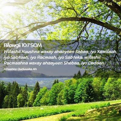 Picture 02 - Bilowgii 10:7 SOM - Wiilashii Kuushna waxay ahaayeen Sebaa, iyo - Bible Verse Picture