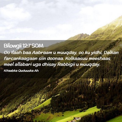 Picture 02 - Bilowgii 12:7 SOM - Oo Ilaah baa Aabraam u muuqday, oo ku yidhi, - Bible Verse Picture
