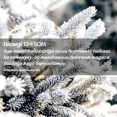 Picture 02 - Bilowgii 13:4 SOM - ilaa meeshii allabariga oo uu horraantii halkaas - Bible Verse Picture