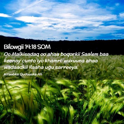 Picture 02 - Bilowgii 14:18 SOM - Oo Malkisadaq oo ahaa boqorkii Saalem baa keenay - Bible Verse Picture