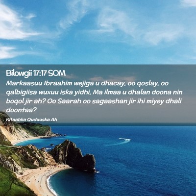 Picture 02 - Bilowgii 17:17 SOM - Markaasuu Ibraahim wejiga u dhacay, oo qoslay, oo - Bible Verse Picture