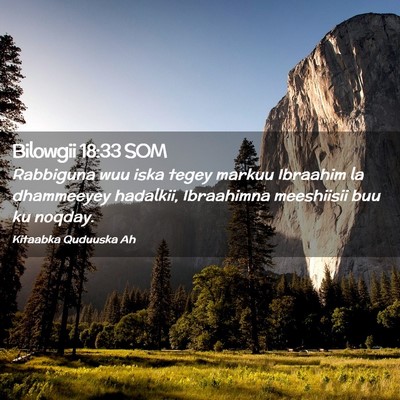 Picture 02 - Bilowgii 18:33 SOM - Rabbiguna wuu iska tegey markuu Ibraahim la - Bible Verse Picture