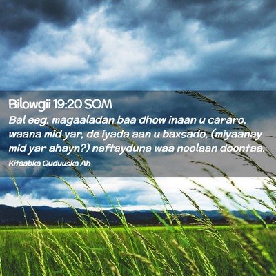 Picture 02 - Bilowgii 19:20 SOM - Bal eeg, magaaladan baa dhow inaan u cararo, - Bible Verse Picture