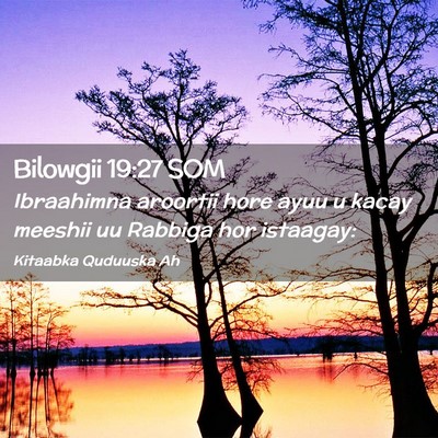Picture 02 - Bilowgii 19:27 SOM - Ibraahimna aroortii hore ayuu u kacay meeshii uu - Bible Verse Picture