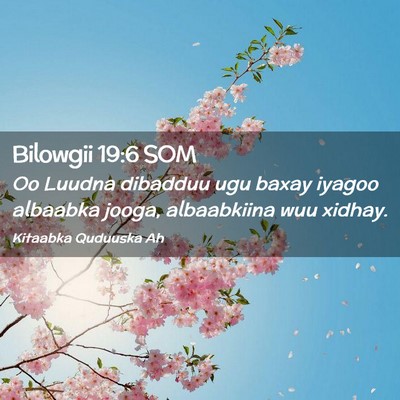 Picture 02 - Bilowgii 19:6 SOM - Oo Luudna dibadduu ugu baxay iyagoo albaabka - Bible Verse Picture