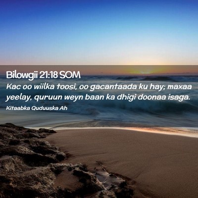 Picture 02 - Bilowgii 21:18 SOM - Kac oo wiilka toosi, oo gacantaada ku hay; maxaa - Bible Verse Picture