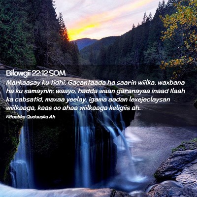 Picture 02 - Bilowgii 22:12 SOM - Markaasay ku tidhi, Gacantaada ha saarin wiilka, - Bible Verse Picture
