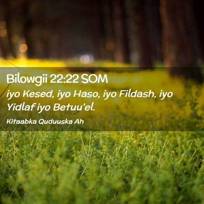 Picture 02 - Bilowgii 22:22 SOM - iyo Kesed, iyo Haso, iyo Fildash, iyo Yidlaf iyo - Bible Verse Picture