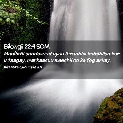 Picture 02 - Bilowgii 22:4 SOM - Maalintii saddexaad ayuu Ibraahim indhihiisa kor - Bible Verse Picture