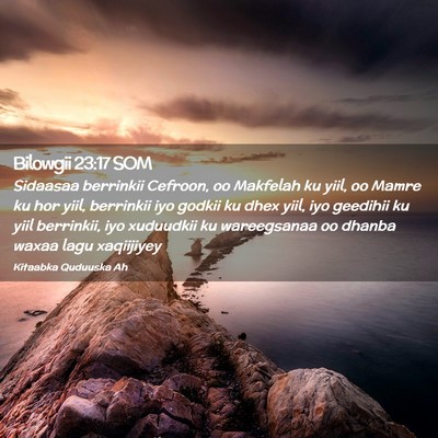 Picture 02 - Bilowgii 23:17 SOM - Sidaasaa berrinkii Cefroon, oo Makfelah ku yiil, - Bible Verse Picture