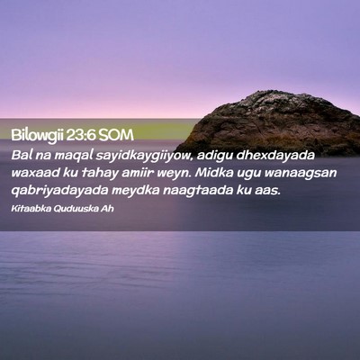 Picture 02 - Bilowgii 23:6 SOM - Bal na maqal sayidkaygiiyow, adigu dhexdayada - Bible Verse Picture