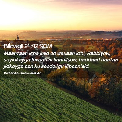 Picture 02 - Bilowgii 24:42 SOM - Maantaan isha imid oo waxaan idhi, Rabbiyow, - Bible Verse Picture