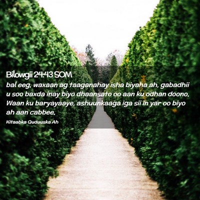 Picture 02 - Bilowgii 24:43 SOM - bal eeg, waxaan ag taaganahay isha biyaha ah, - Bible Verse Picture