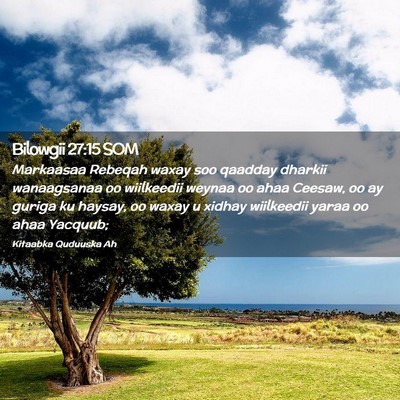 Picture 02 - Bilowgii 27:15 SOM - Markaasaa Rebeqah waxay soo qaadday dharkii - Bible Verse Picture