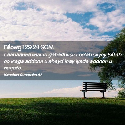 Picture 02 - Bilowgii 29:24 SOM - Laabaanna wuxuu gabadhiisii Lee'ah siiyey Silfah - Bible Verse Picture