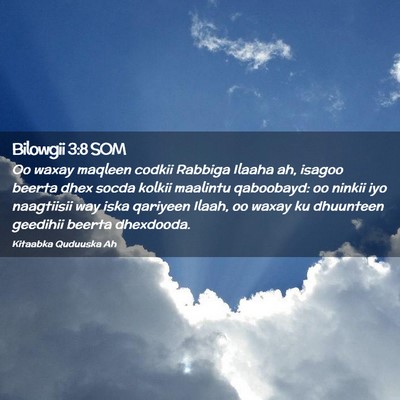 Picture 02 - Bilowgii 3:8 SOM - Oo waxay maqleen codkii Rabbiga Ilaaha ah, isagoo - Bible Verse Picture