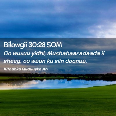 Picture 02 - Bilowgii 30:28 SOM - Oo wuxuu yidhi, Mushahaaradaada ii sheeg, oo waan - Bible Verse Picture
