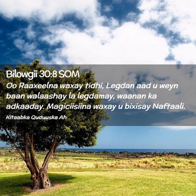 Picture 02 - Bilowgii 30:8 SOM - Oo Raaxeelna waxay tidhi, Legdan aad u weyn baan - Bible Verse Picture