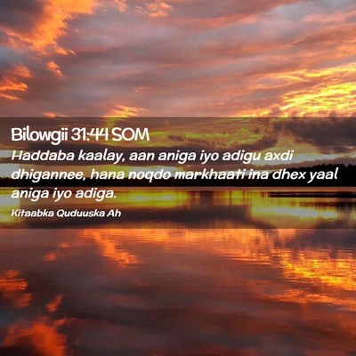 Picture 02 - Bilowgii 31:44 SOM - Haddaba kaalay, aan aniga iyo adigu axdi - Bible Verse Picture