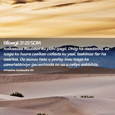 Picture 02 - Bilowgii 37:22 SOM - Kolkaasaa Ruubeen ku yidhi iyagii, Dhiig ha - Bible Verse Picture