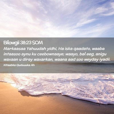 Picture 02 - Bilowgii 38:23 SOM - Markaasaa Yahuudah yidhi, Ha iska qaadato, waaba - Bible Verse Picture