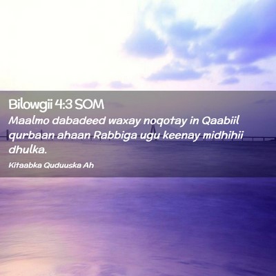 Picture 02 - Bilowgii 4:3 SOM - Maalmo dabadeed waxay noqotay in Qaabiil qurbaan - Bible Verse Picture