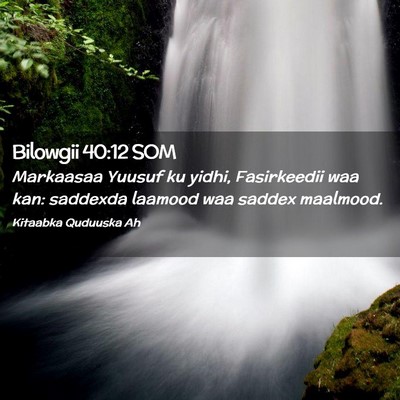 Picture 02 - Bilowgii 40:12 SOM - Markaasaa Yuusuf ku yidhi, Fasirkeedii waa kan: - Bible Verse Picture