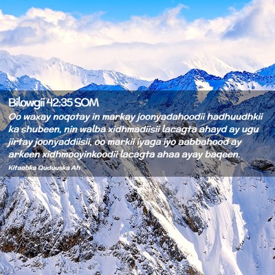 Picture 02 - Bilowgii 42:35 SOM - Oo waxay noqotay in markay joonyadahoodii - Bible Verse Picture