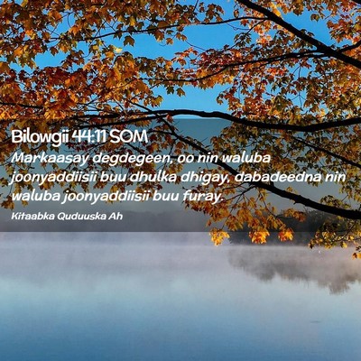 Picture 02 - Bilowgii 44:11 SOM - Markaasay degdegeen, oo nin waluba joonyaddiisii - Bible Verse Picture