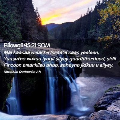 Picture 02 - Bilowgii 45:21 SOM - Markaasaa wiilashii Israa'iil saas yeeleen, - Bible Verse Picture
