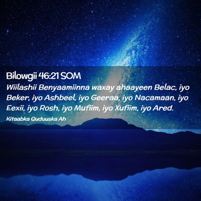 Picture 02 - Bilowgii 46:21 SOM - Wiilashii Benyaamiinna waxay ahaayeen Belac, iyo - Bible Verse Picture