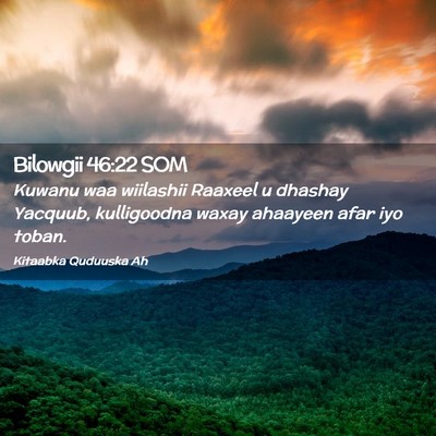 Picture 02 - Bilowgii 46:22 SOM - Kuwanu waa wiilashii Raaxeel u dhashay Yacquub, - Bible Verse Picture