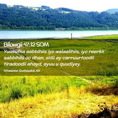 Picture 02 - Bilowgii 47:12 SOM - Yuusufna aabbihiis iyo walaalihiis, iyo reerkii - Bible Verse Picture