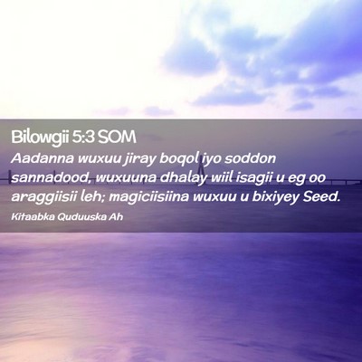 Picture 02 - Bilowgii 5:3 SOM - Aadanna wuxuu jiray boqol iyo soddon sannadood, - Bible Verse Picture