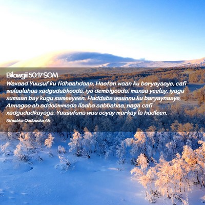 Picture 02 - Bilowgii 50:17 SOM - Waxaad Yuusuf ku tidhaahdaan, Haatan waan ku - Bible Verse Picture