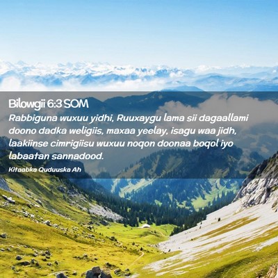 Picture 02 - Bilowgii 6:3 SOM - Rabbiguna wuxuu yidhi, Ruuxaygu lama sii - Bible Verse Picture