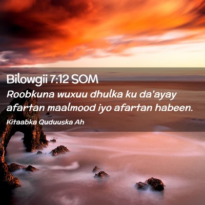 Picture 02 - Bilowgii 7:12 SOM - Roobkuna wuxuu dhulka ku da'ayay afartan maalmood - Bible Verse Picture