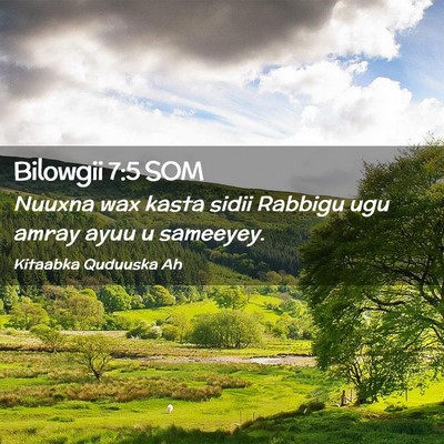 Picture 02 - Bilowgii 7:5 SOM - Nuuxna wax kasta sidii Rabbigu ugu amray ayuu u - Bible Verse Picture